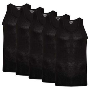 Keanu Mens Ribbed Cotton Blend Fitted Tank Top (Pack of 6) / Black
